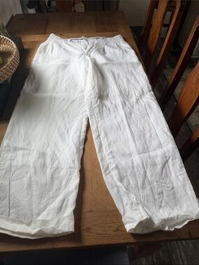 Giorgio Inserti Men's White Linen Relaxed Fit Pants